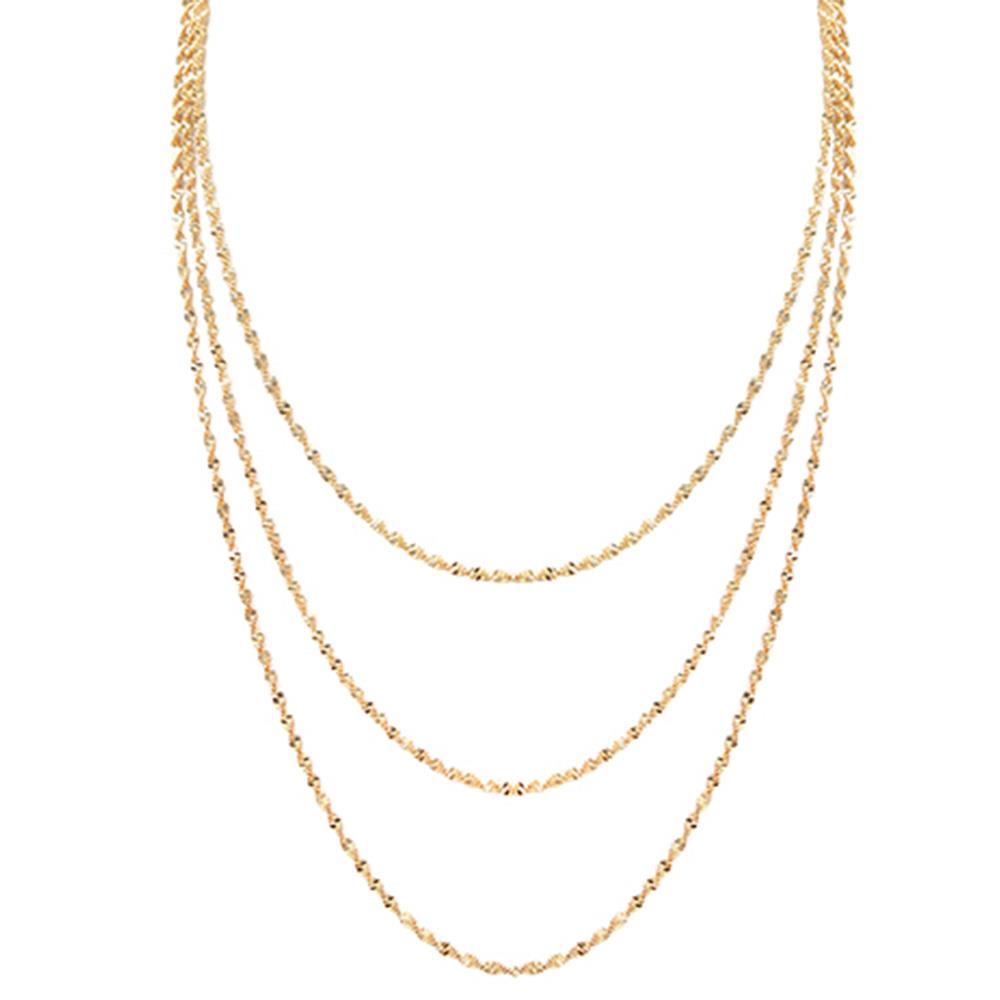 Rope Link 3 Layer Gold Necklace
