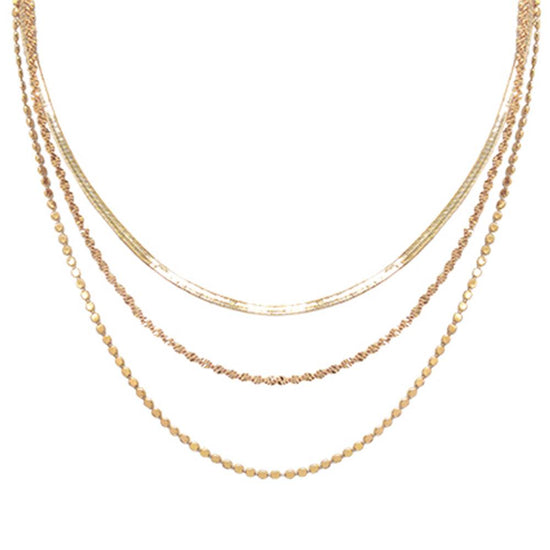 3 Layer Multi Links Gold Necklace