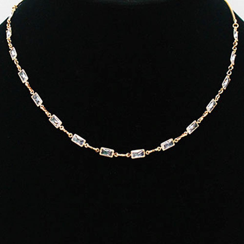 Gold Rectangle Bezel Necklace