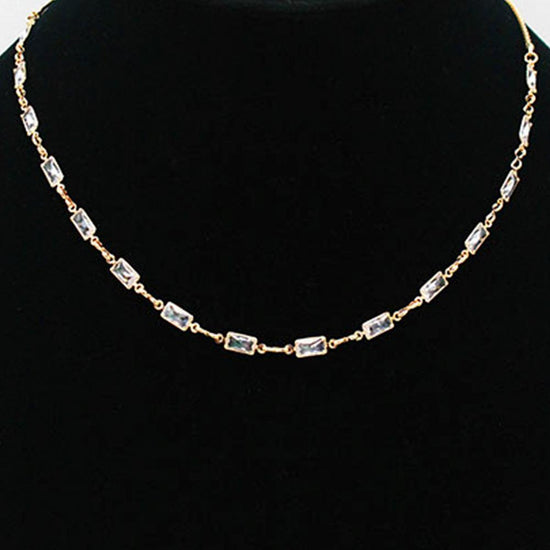 Gold Rectangle Bezel Necklace