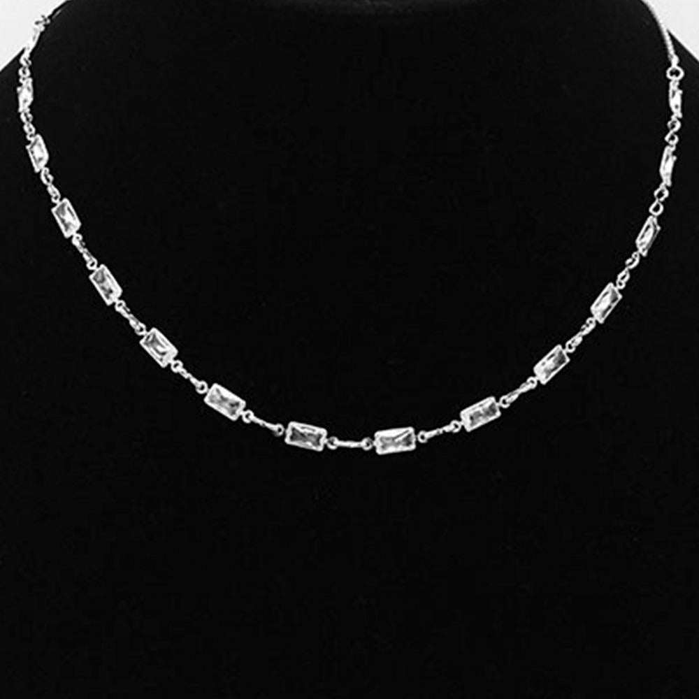 Silver Rectangle Bezel Necklace