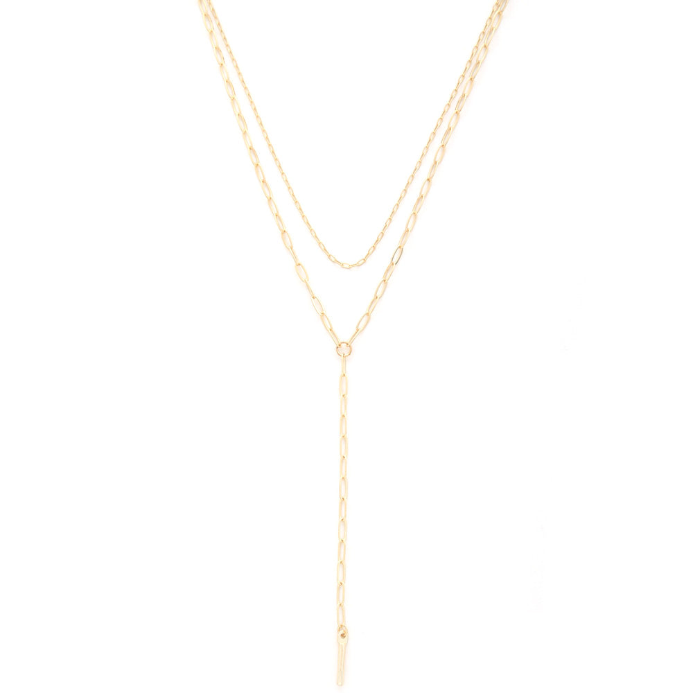 Y Shape 2 Layer Gold Necklace
