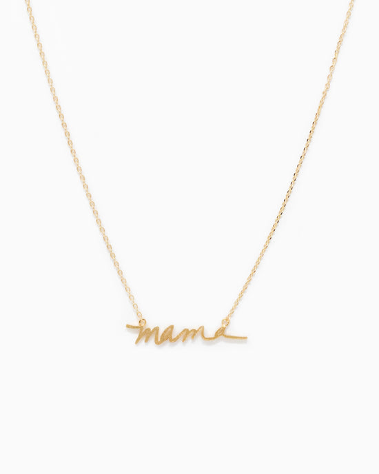 Script Mama Necklace Gold