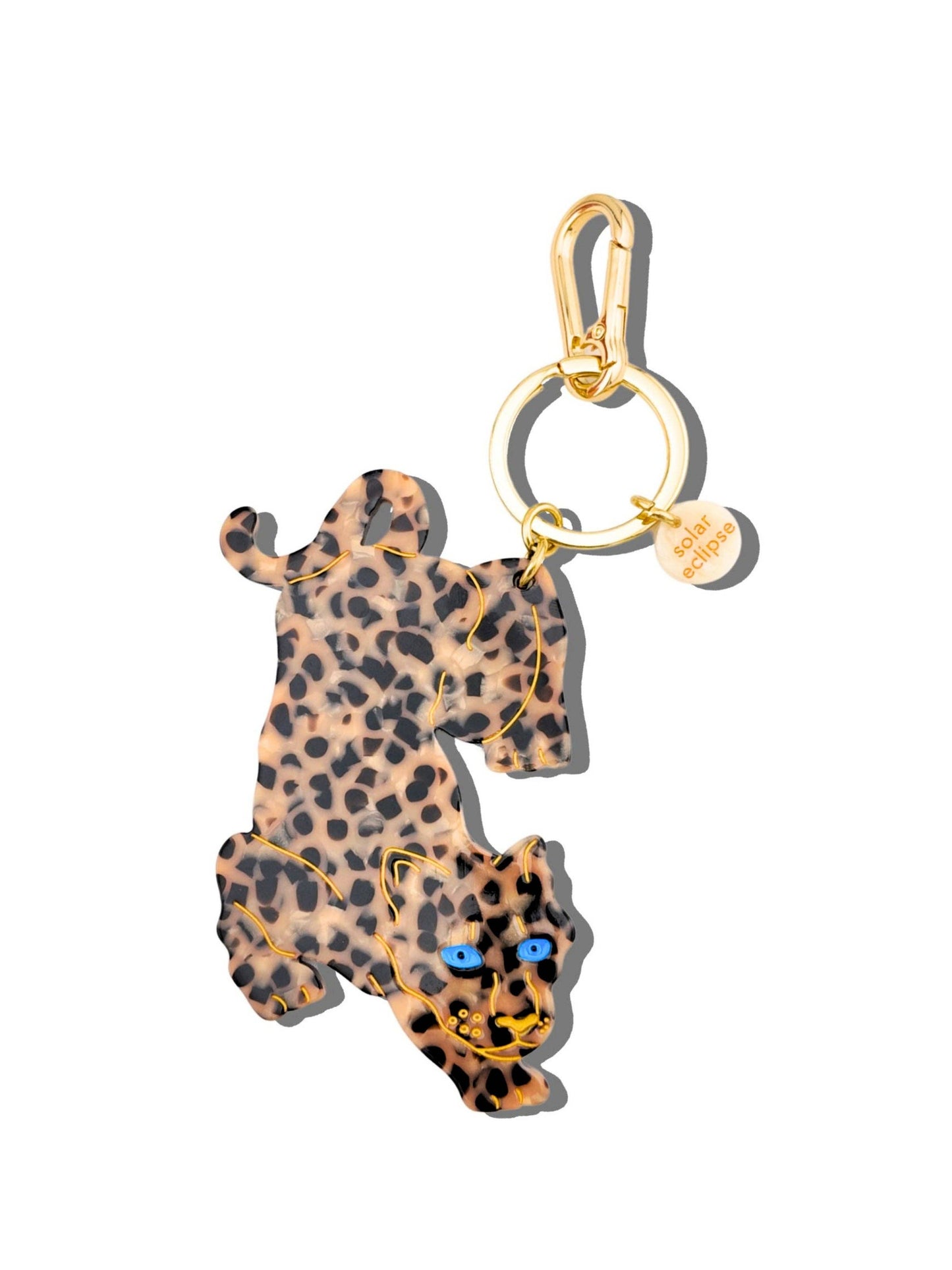 Solar Eclipse Hand-Painted Leopard Bag Charm + Keychain