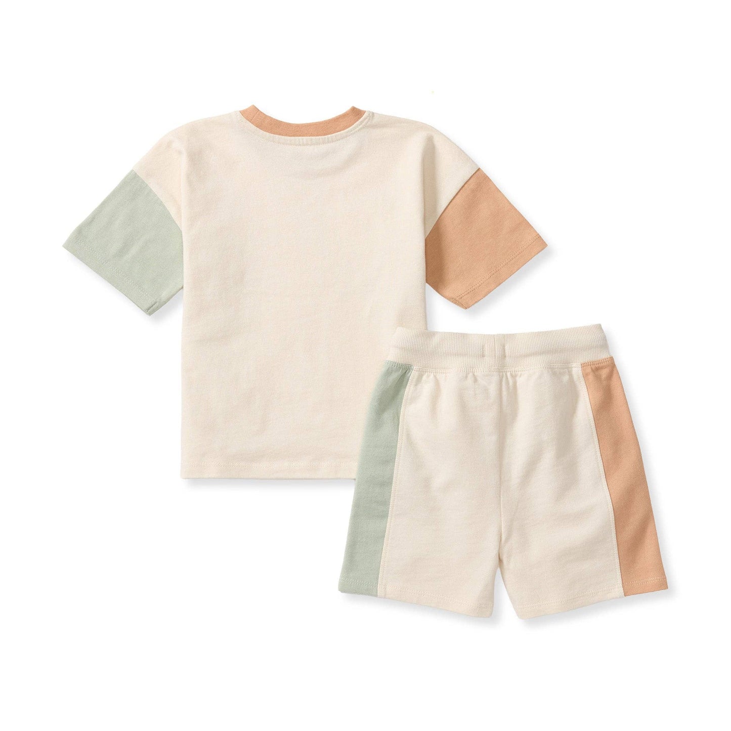 Burt's Bees Baby Color Blocked Tee & Shorts Set - Oat Beige
