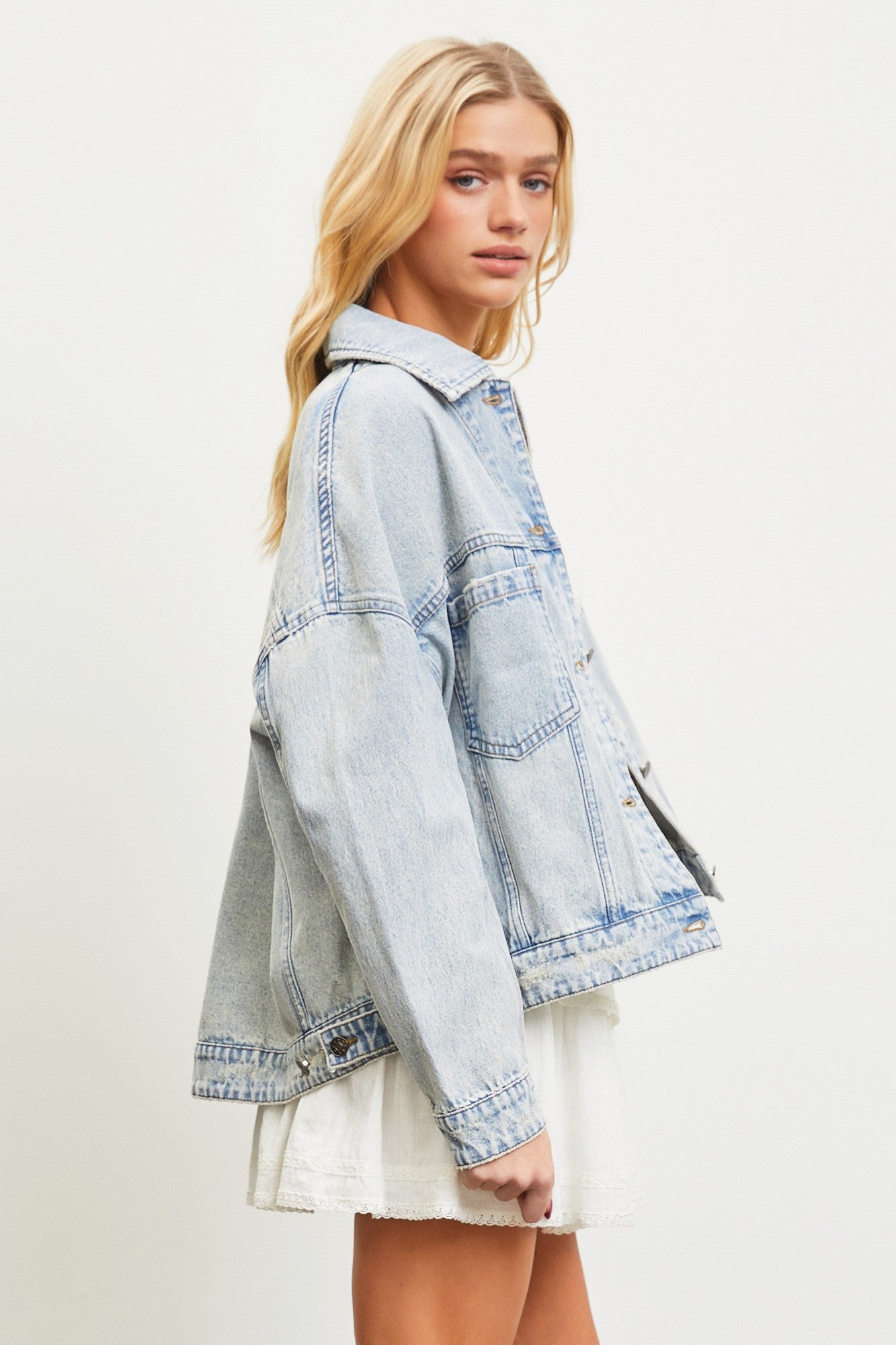 Sanford Back Pleated Jacket Light Denim
