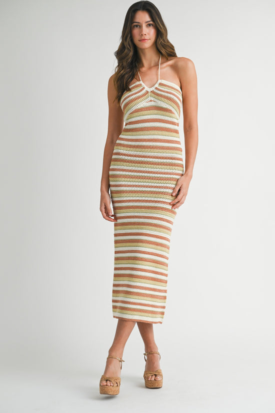 Roxy Sage Stripe Crochet Dress