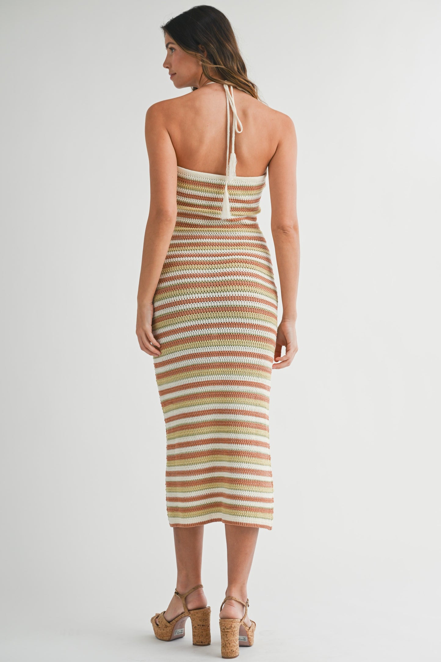 Roxy Sage Stripe Crochet Dress