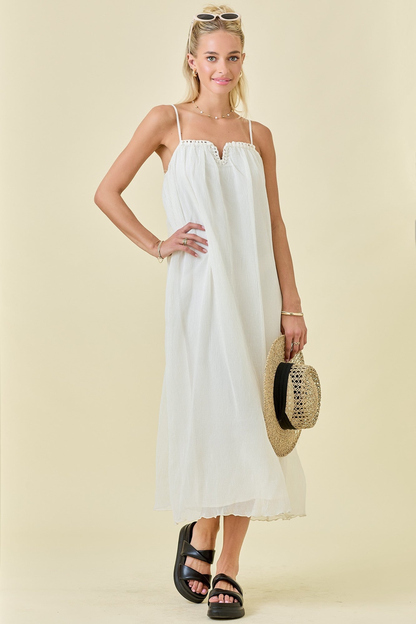 Justina Chiffon Midi Dress Ivory