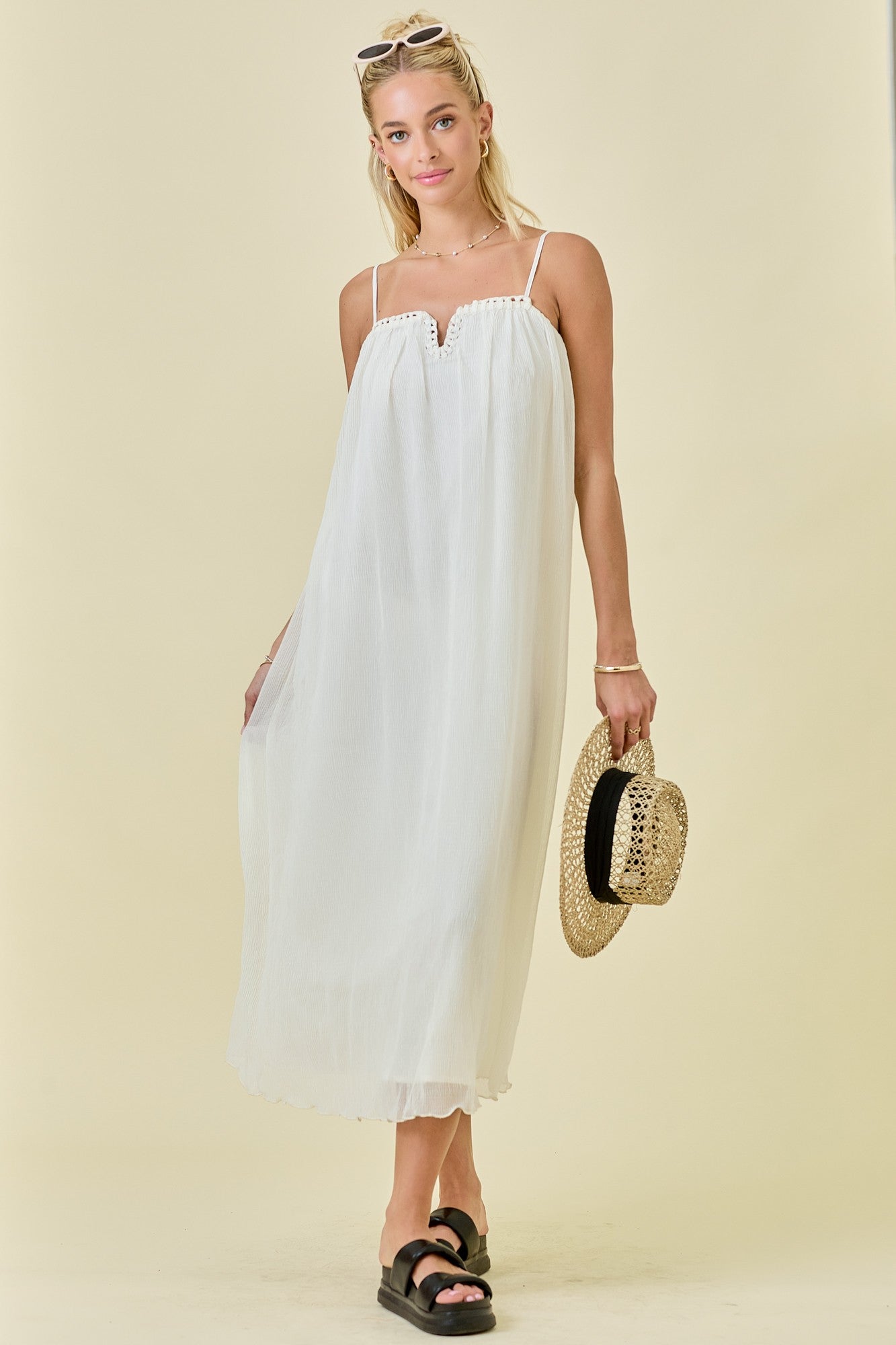 Justina Chiffon Midi Dress Ivory