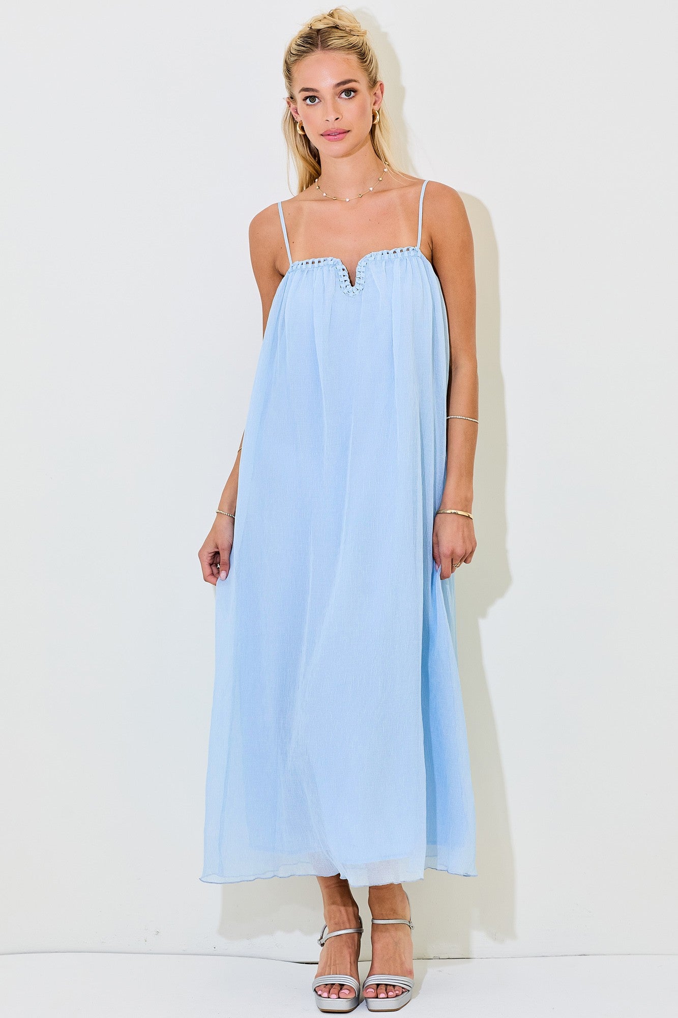 Justina Chiffon Midi Dress Blue