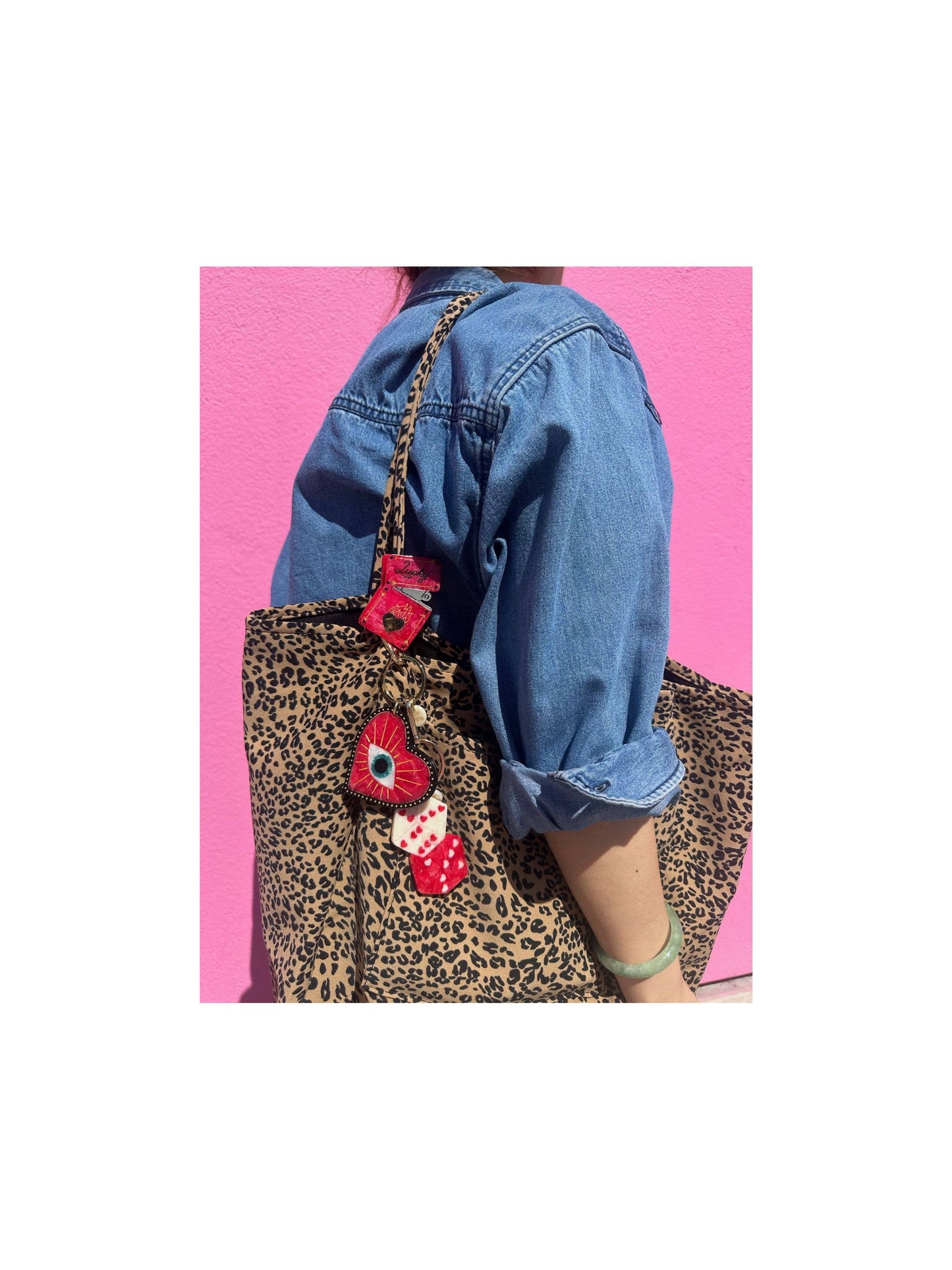 Solar Eclipse Hand-painted Lucky Eye Heart Bag Charm + Keychain