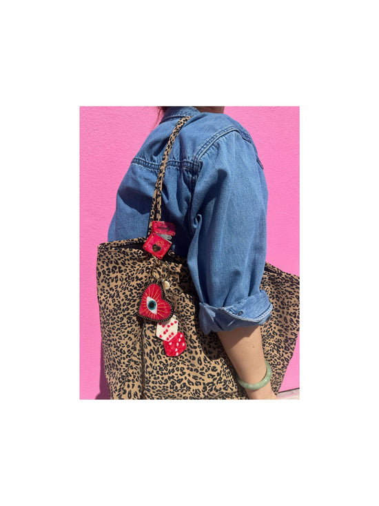 Solar Eclipse Hand-painted Lucky Eye Heart Bag Charm + Keychain