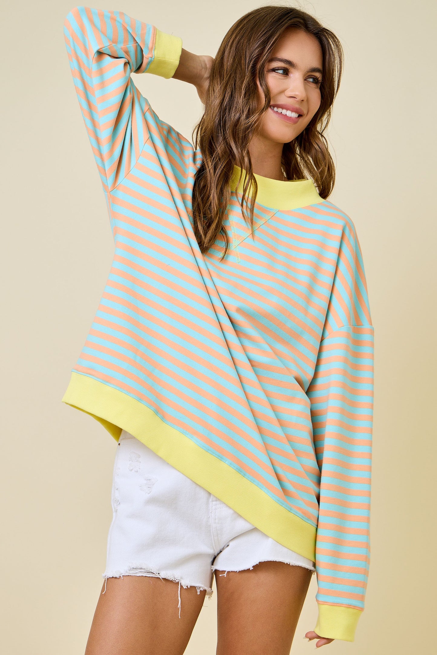 Madelynn Mockneck Stripe Knit Top