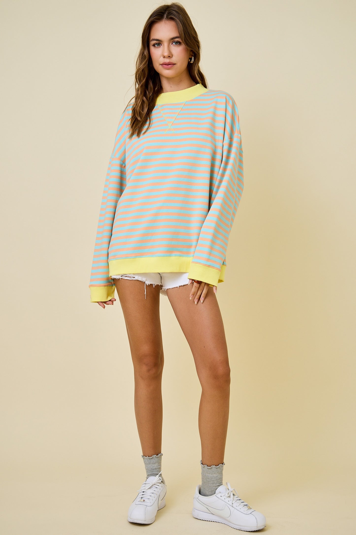 Madelynn Mockneck Stripe Knit Top