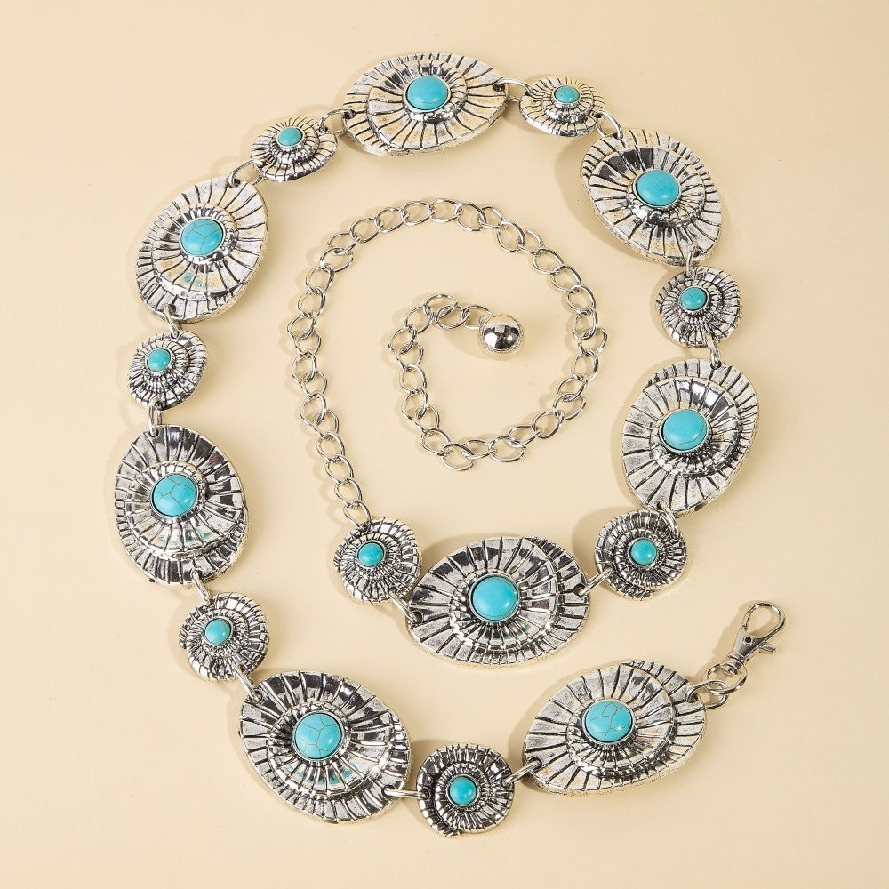 Spiral Concha Chain Belt Silver