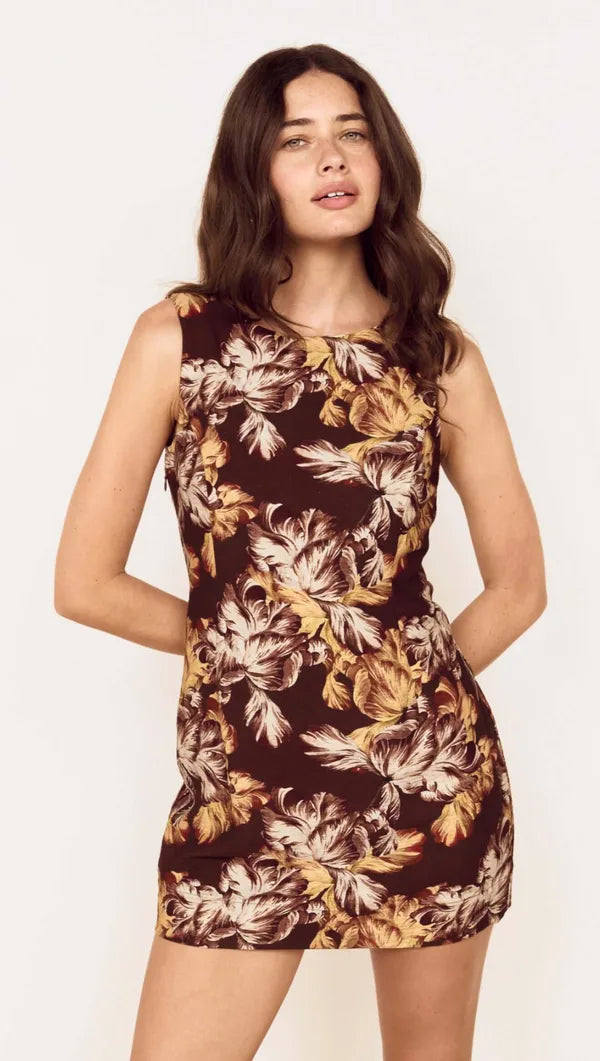 MINKPINK Tahlia Brown Floral Shift Dress