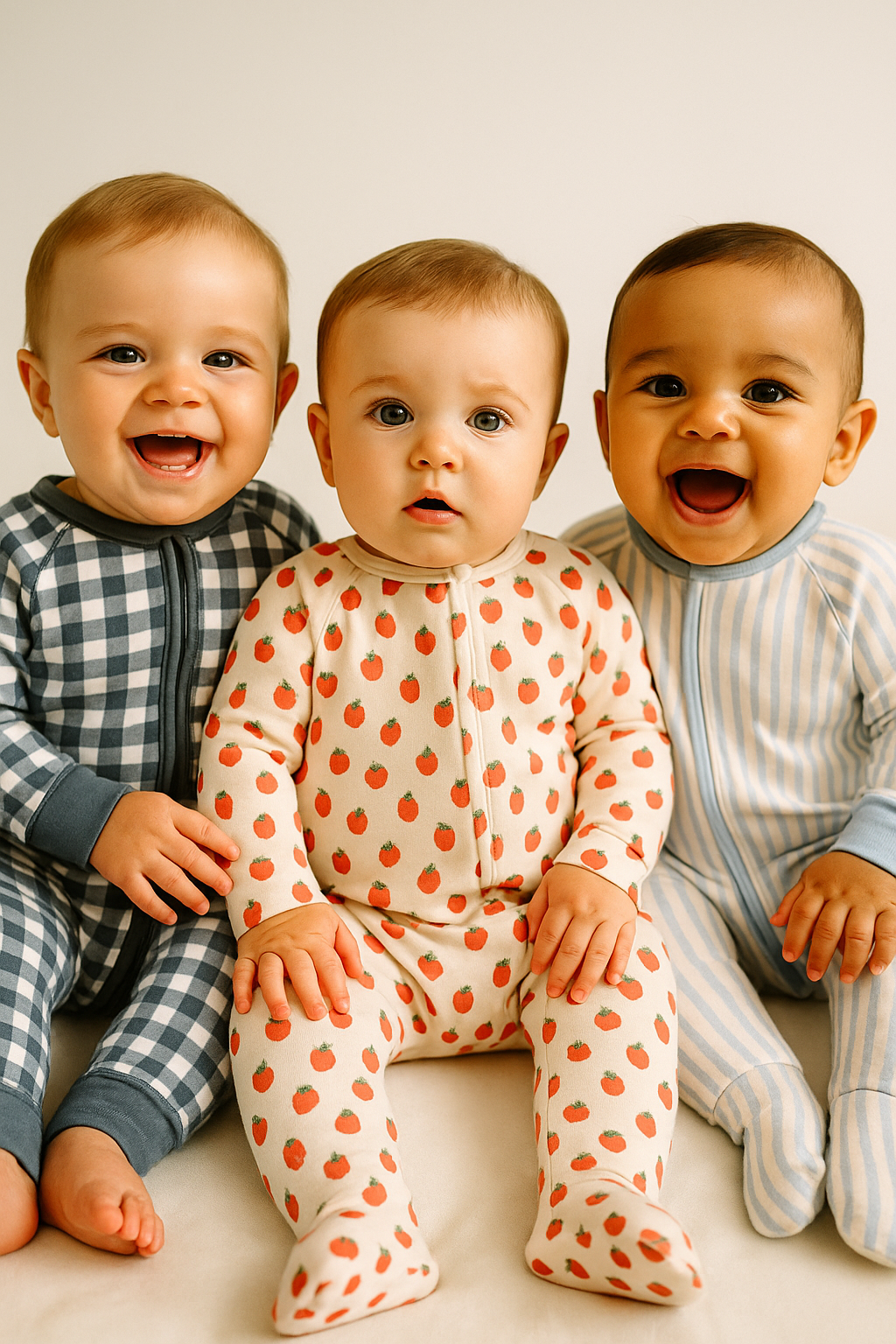 Strawberry Print 2-way zip romper footy sleeper