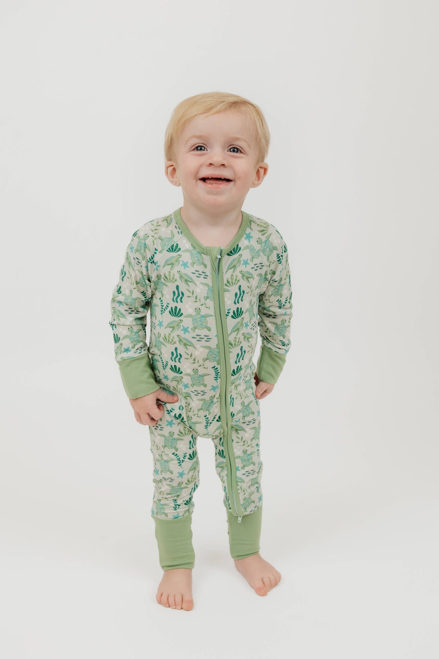 Save the Sea Turtles Bamboo Convertible Baby Pajamas