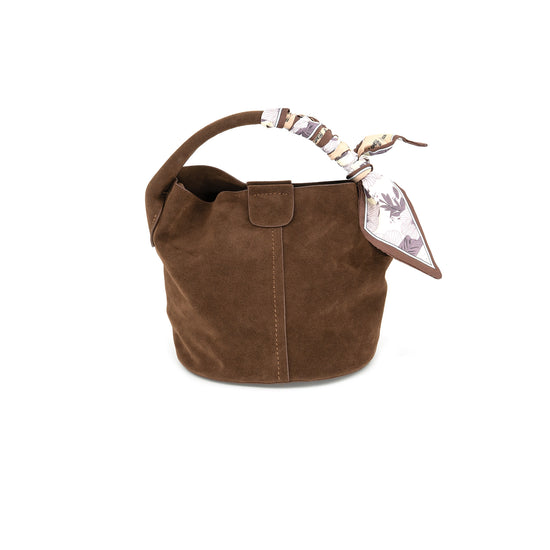 Chocolate Suede Bucket Bag