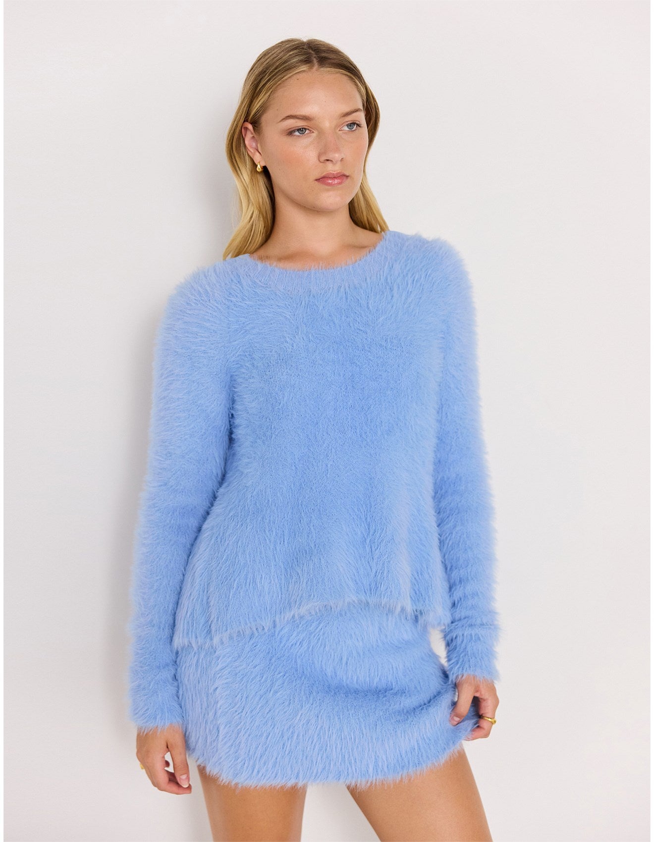 MINKPINK Elidi Knit Mini Skirt Sky Blue