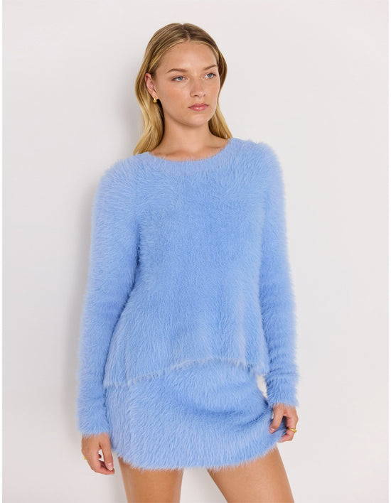 MINKPINK Elidi Knit Mini Skirt Sky Blue