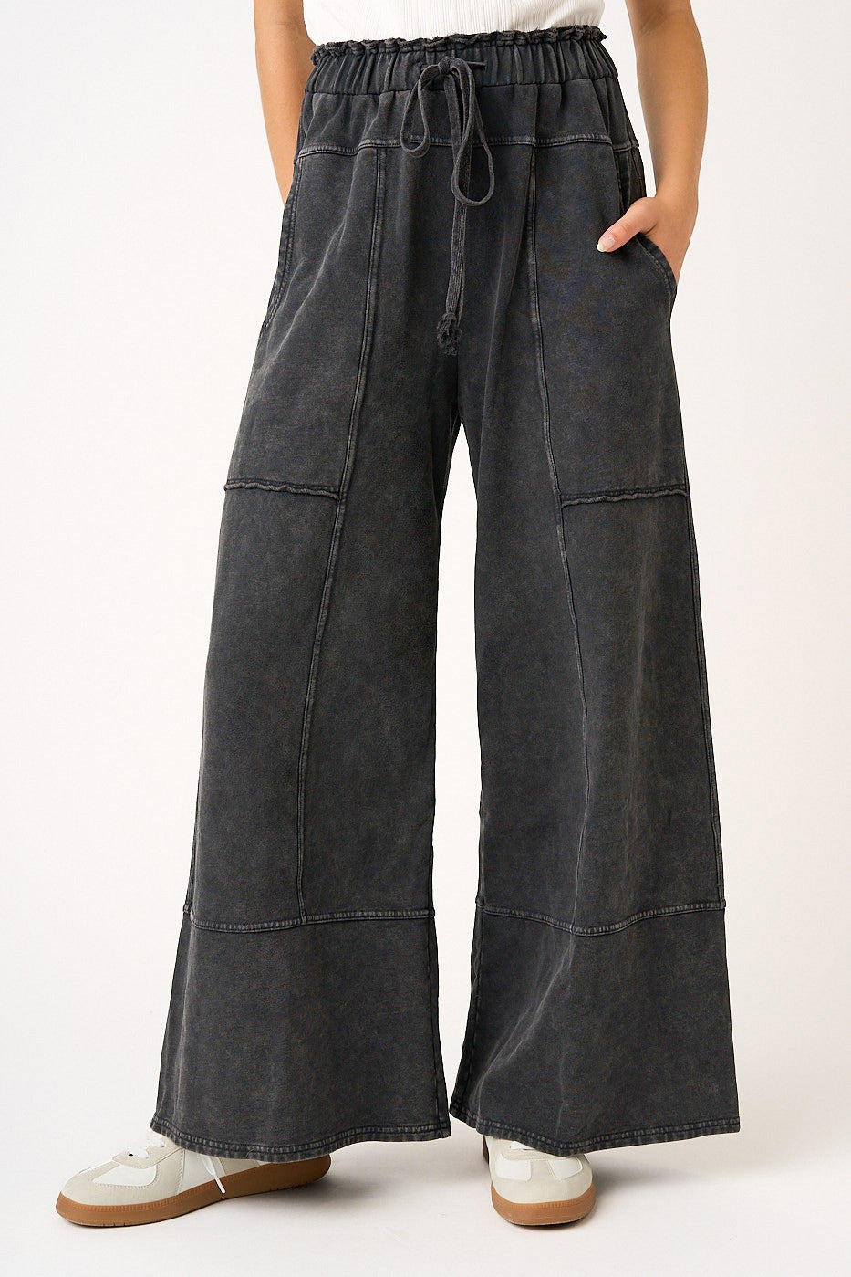 Lulu Mineral Wash Wide Leg Pant Black