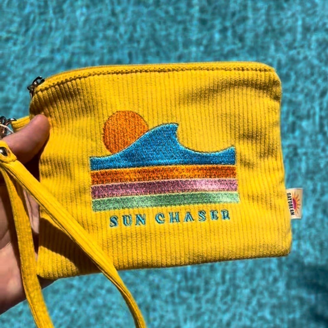 Sun Chaserr Corduroy wristlet 7" Zip pouch