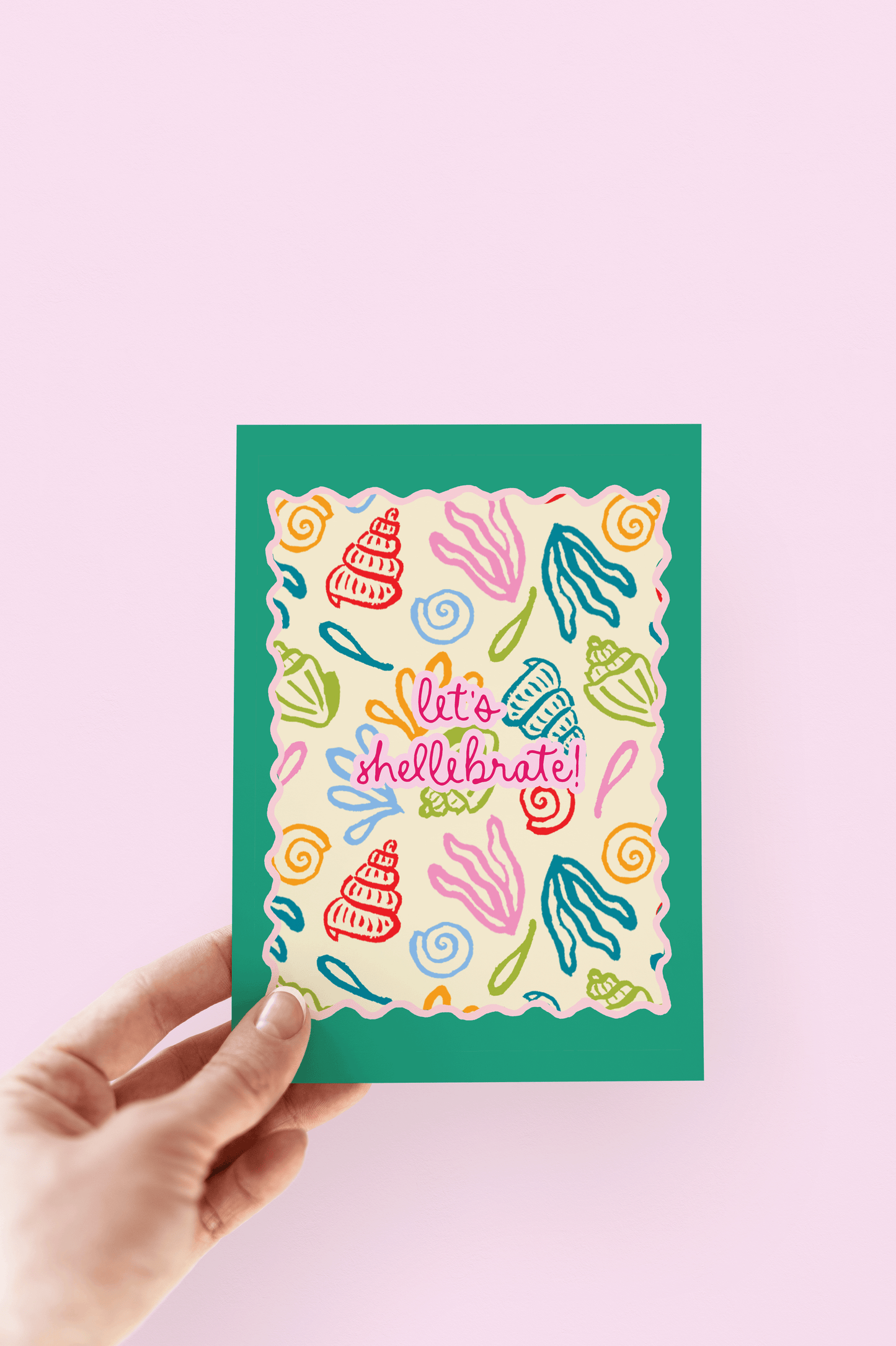 Let's Shellebrate! Seashell Beach Coastal Card