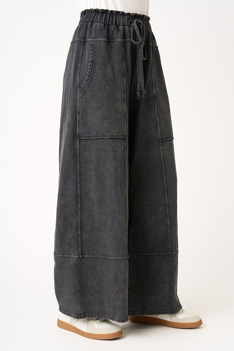 Lulu Mineral Wash Wide Leg Pant Black