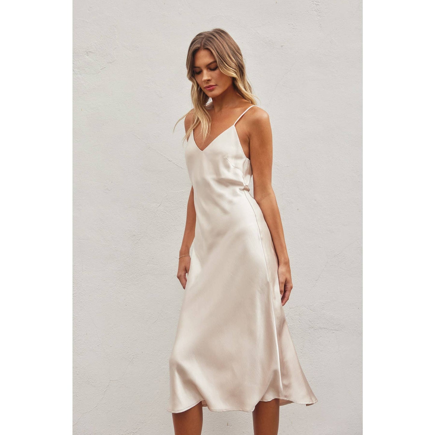 Serena Satin Slip Dress Eggshell