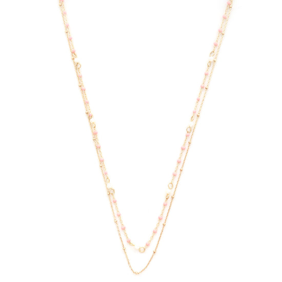 Dainty 2 Layered Necklace Pink