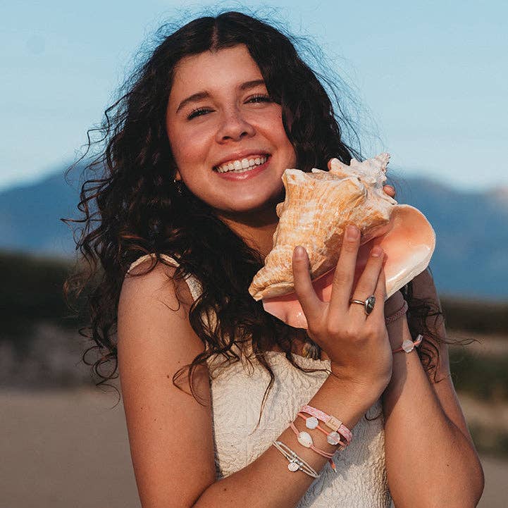 K'lani "Shimmer" Coral with Shell Hair Tie Bracelets