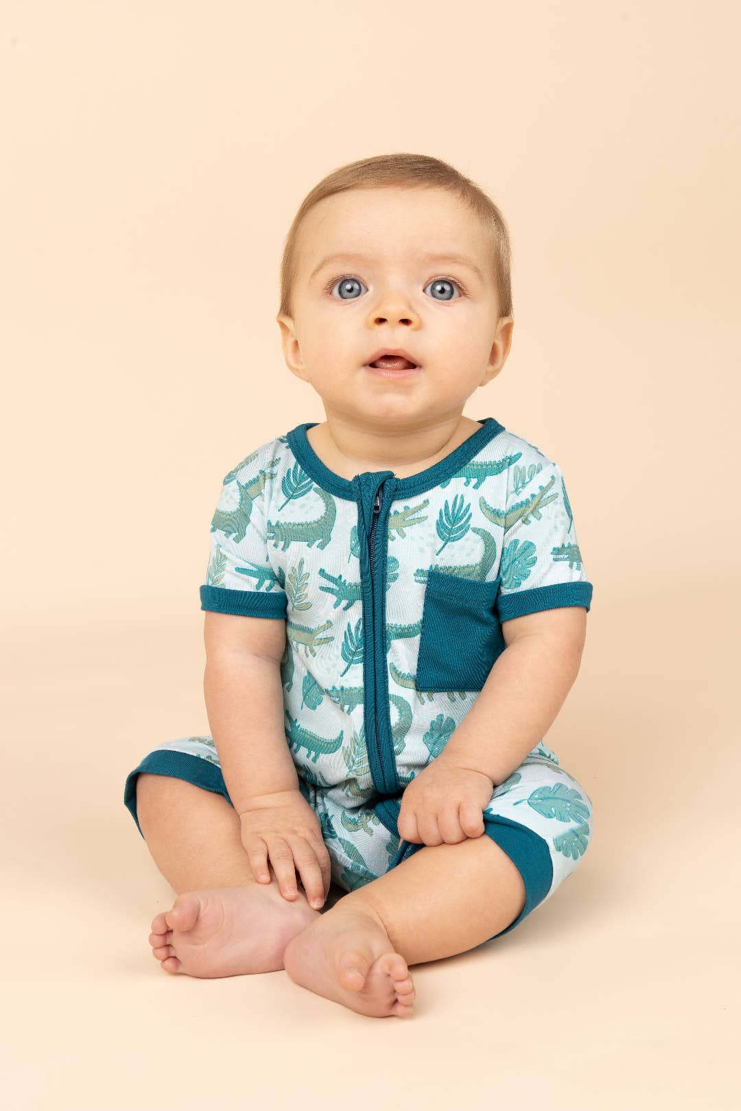 Later Gator Alligator Bamboo Baby Shortie Romper