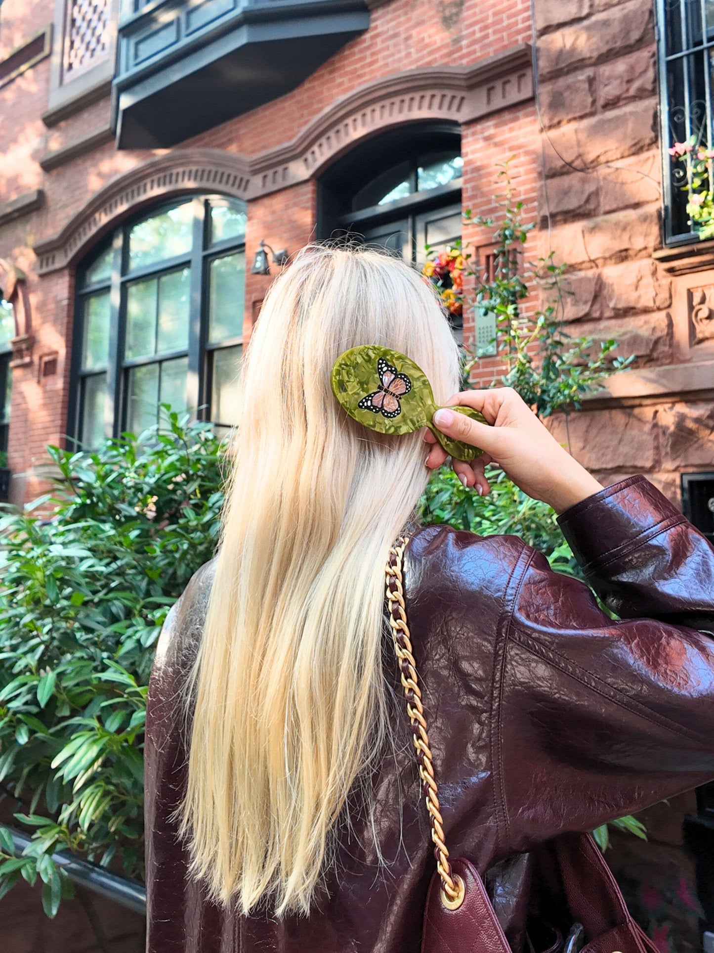 Solar Eclipse Hand-painted Pink Butterfly Handbag Hero Brush