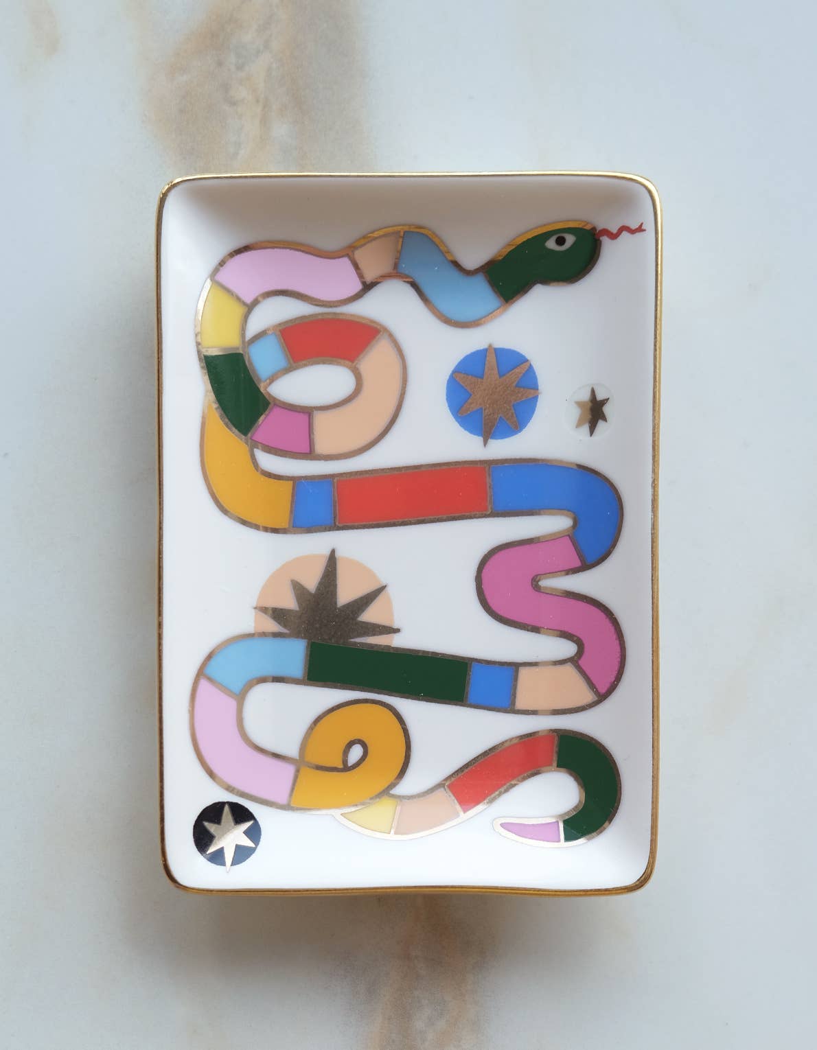 Porcelain Trinket Dish Rainbow Snake