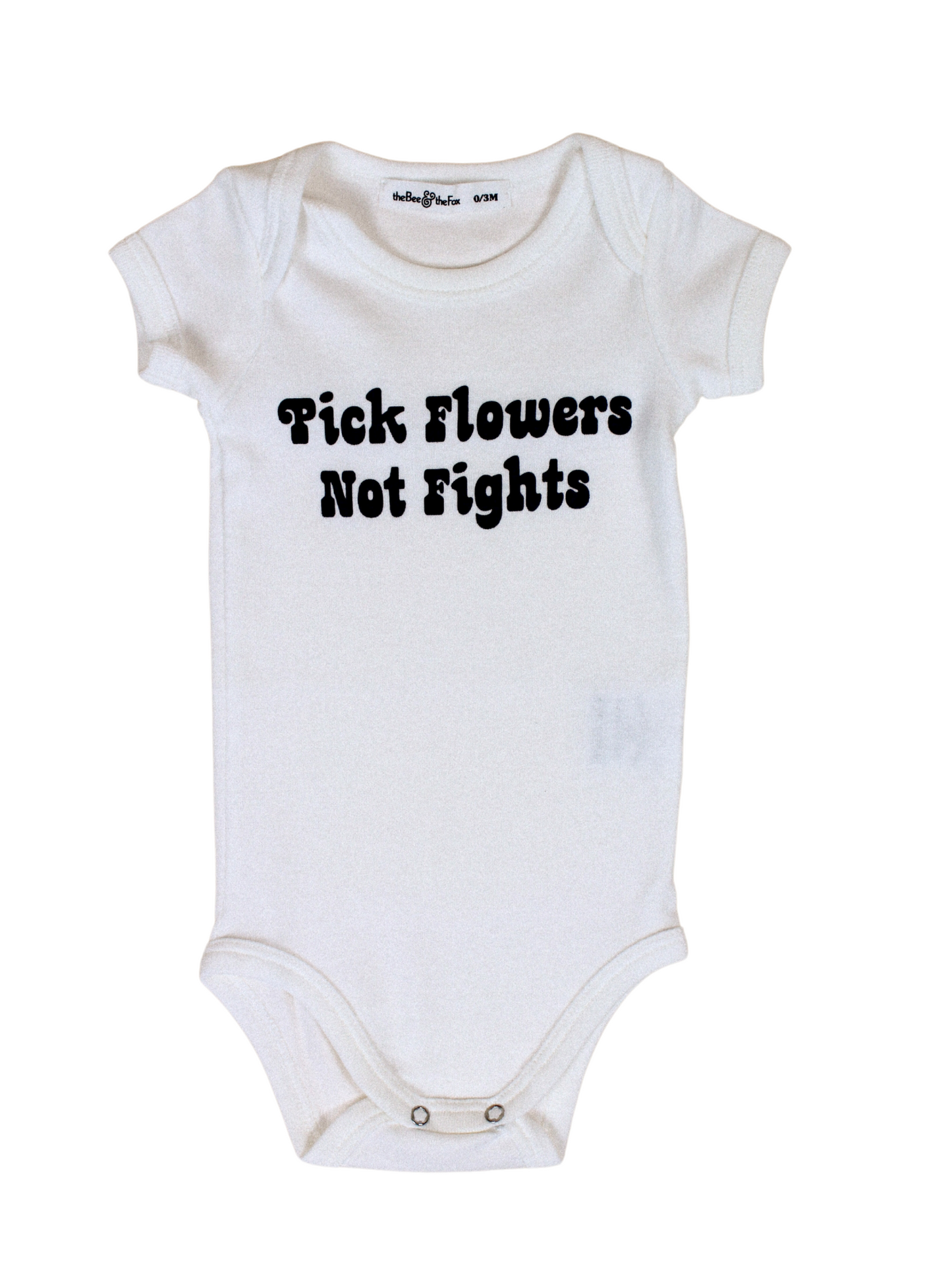 Load image into Gallery viewer, Pick Flowers Not Fights Onesie
