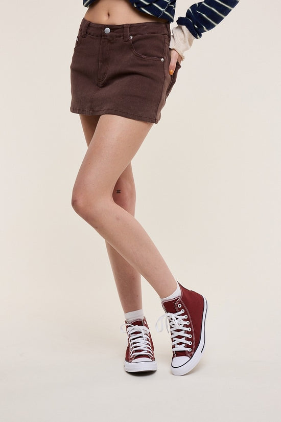 Trish Denim Mini Skort Dark Oak