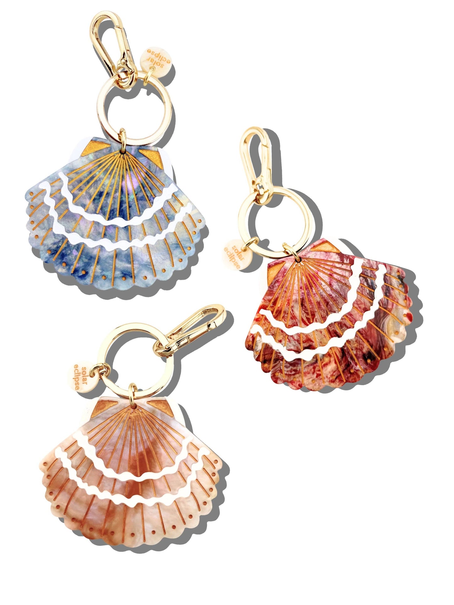 Solar Eclipse Hand-painted Seashell Bag Charm + Keychain