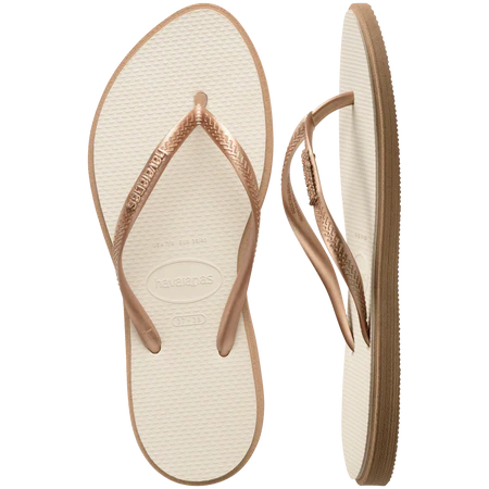 Havaianas Slim Point Flip Flops Rose Gold/Beige