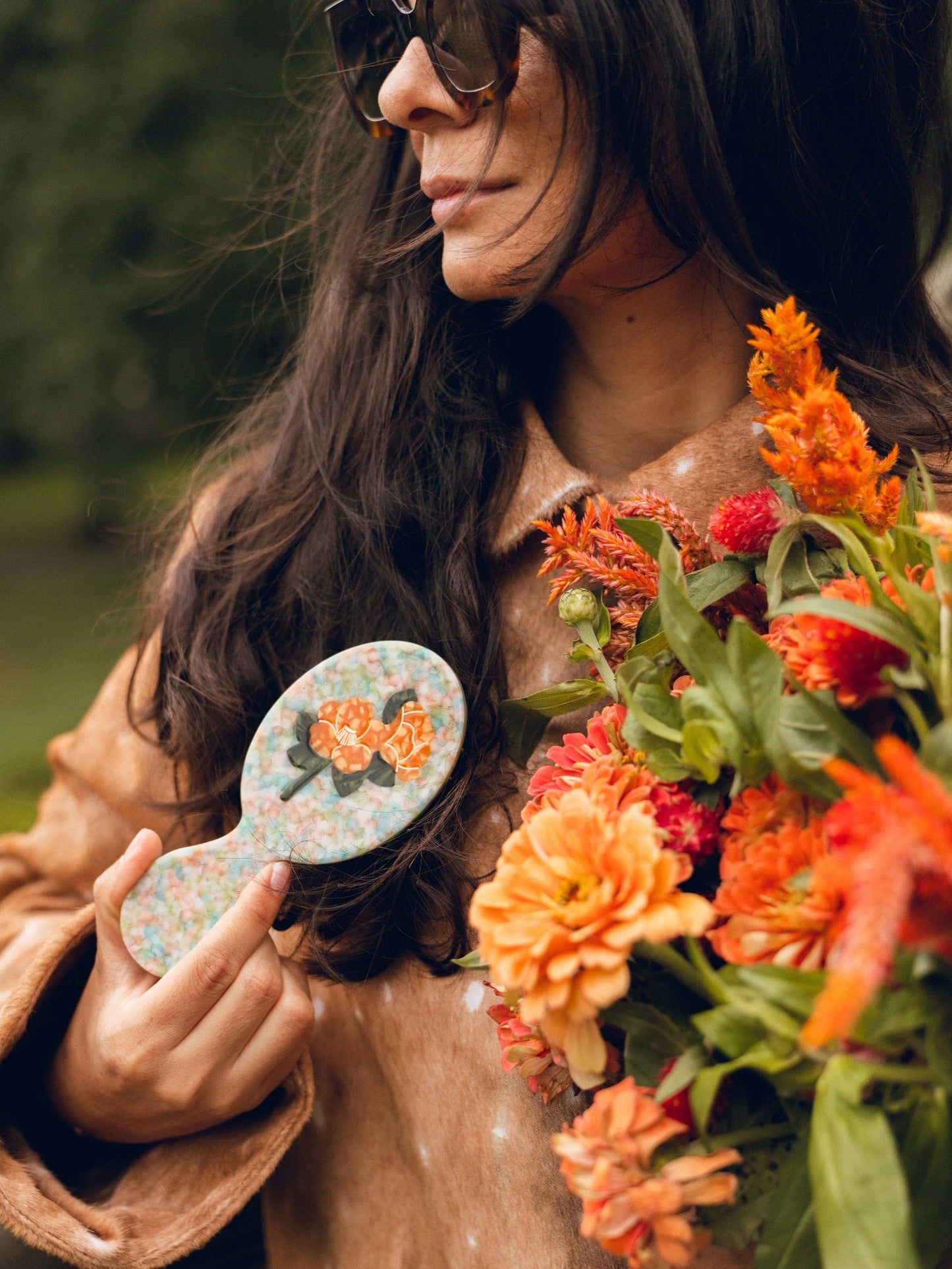 Solar Eclipse Hand-Painted Orange Vintage Poppy Brush