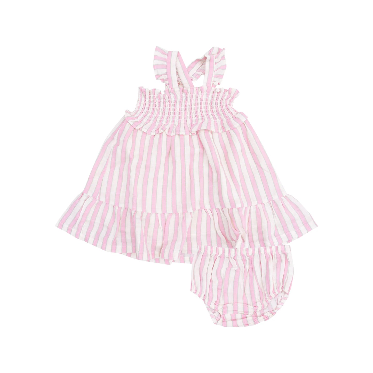Angel Dear Candy Stripe Smocked Ruffle Sundress and Diaper Cover