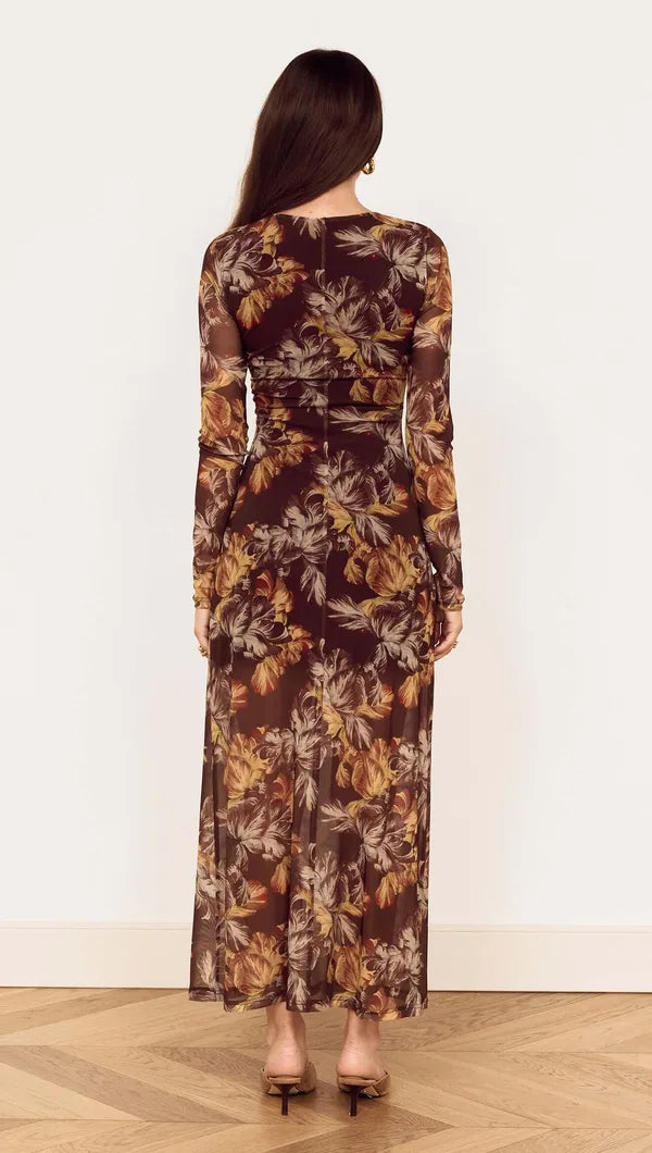 MINKPINK Tahlia Brown Floral Midi Dress