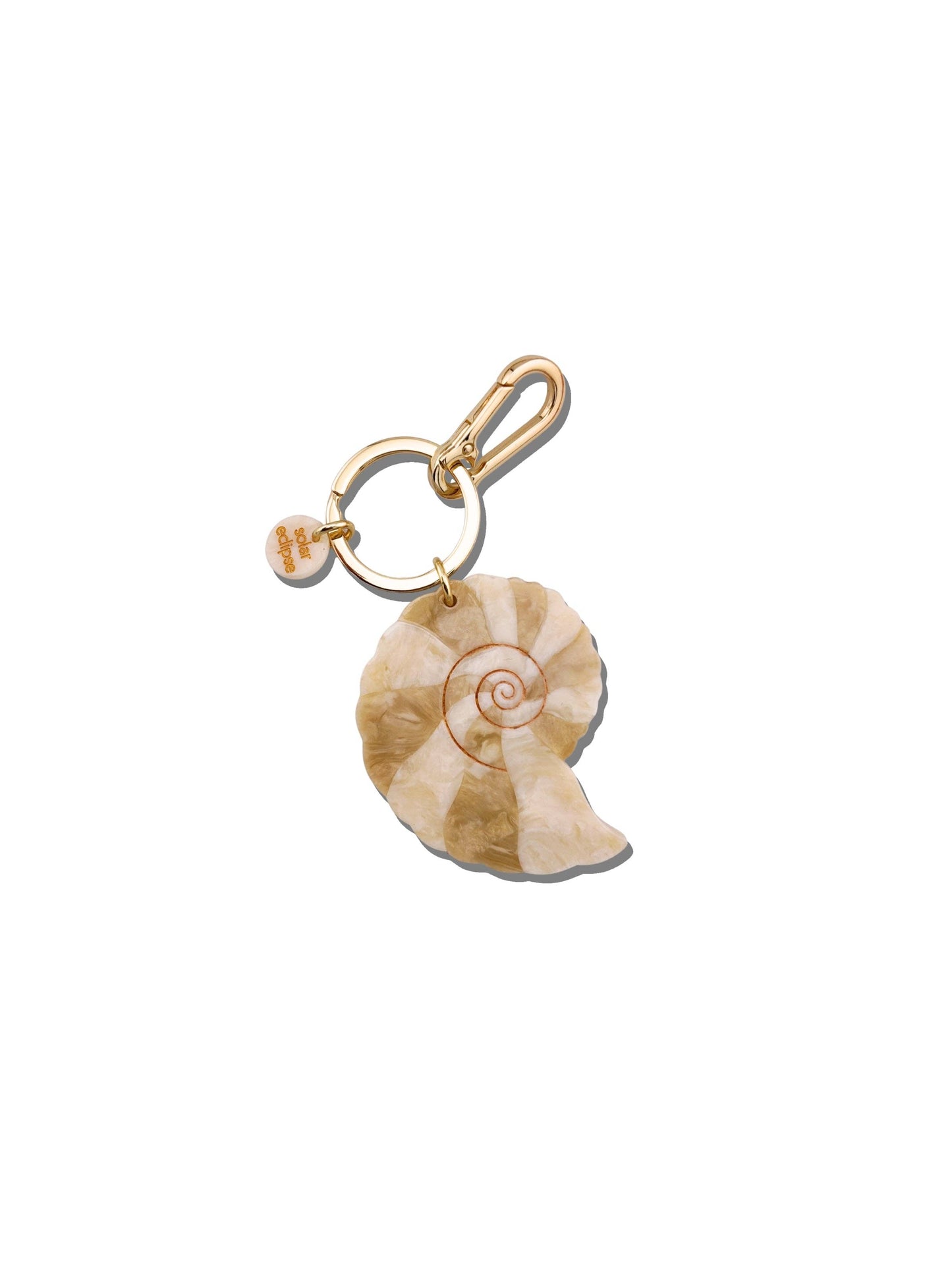 Solar Eclipse Hand-Painted Spiral Shell Bag Charm + Keychain