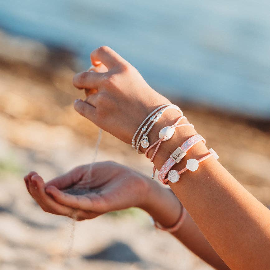K'lani "Shimmer" Coral with Shell Hair Tie Bracelets