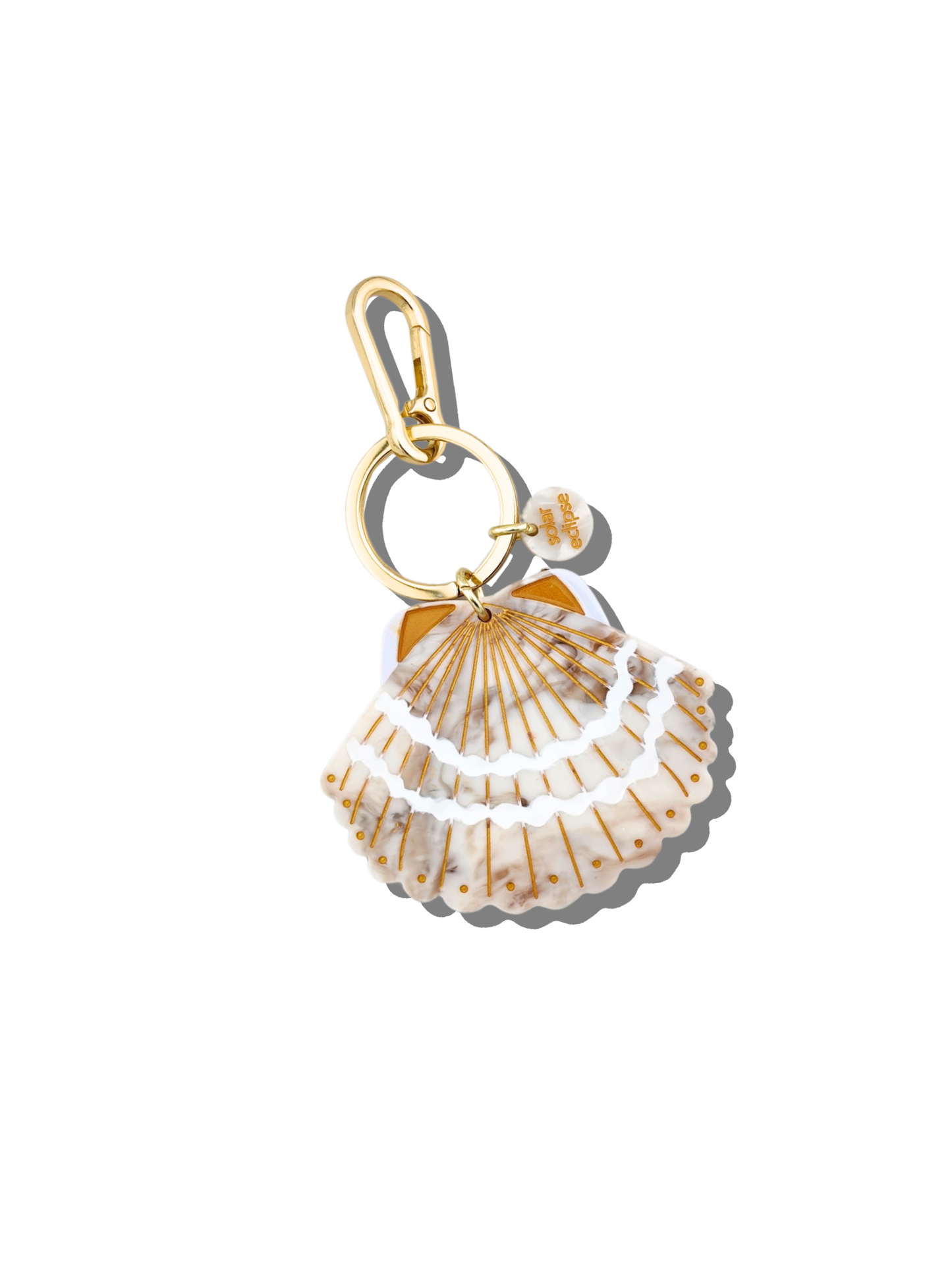 Solar Eclipse Hand-painted Seashell Bag Charm + Keychain
