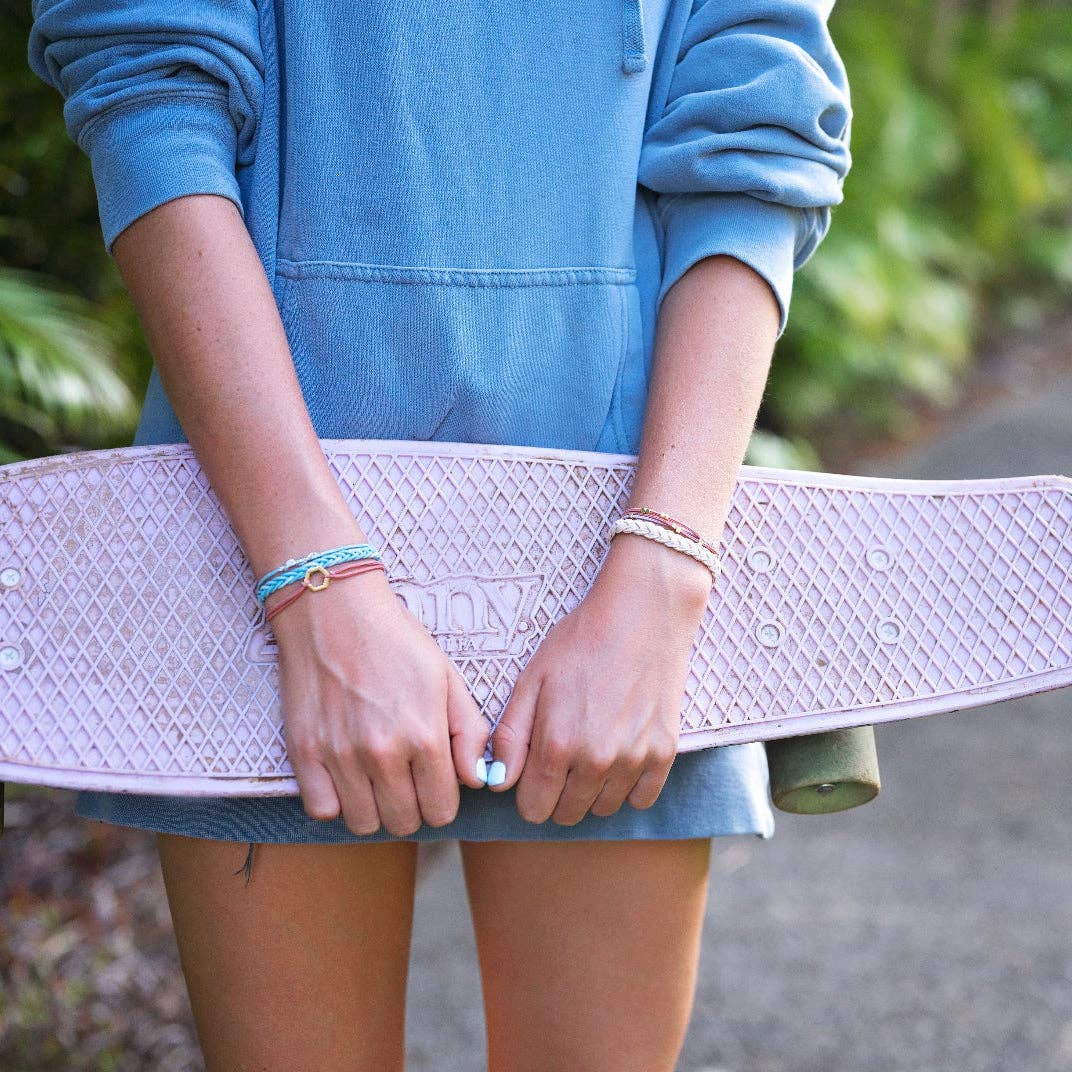 K'lani "Live" Teal and Coral with Gold Accent Hair Tie Bracelets