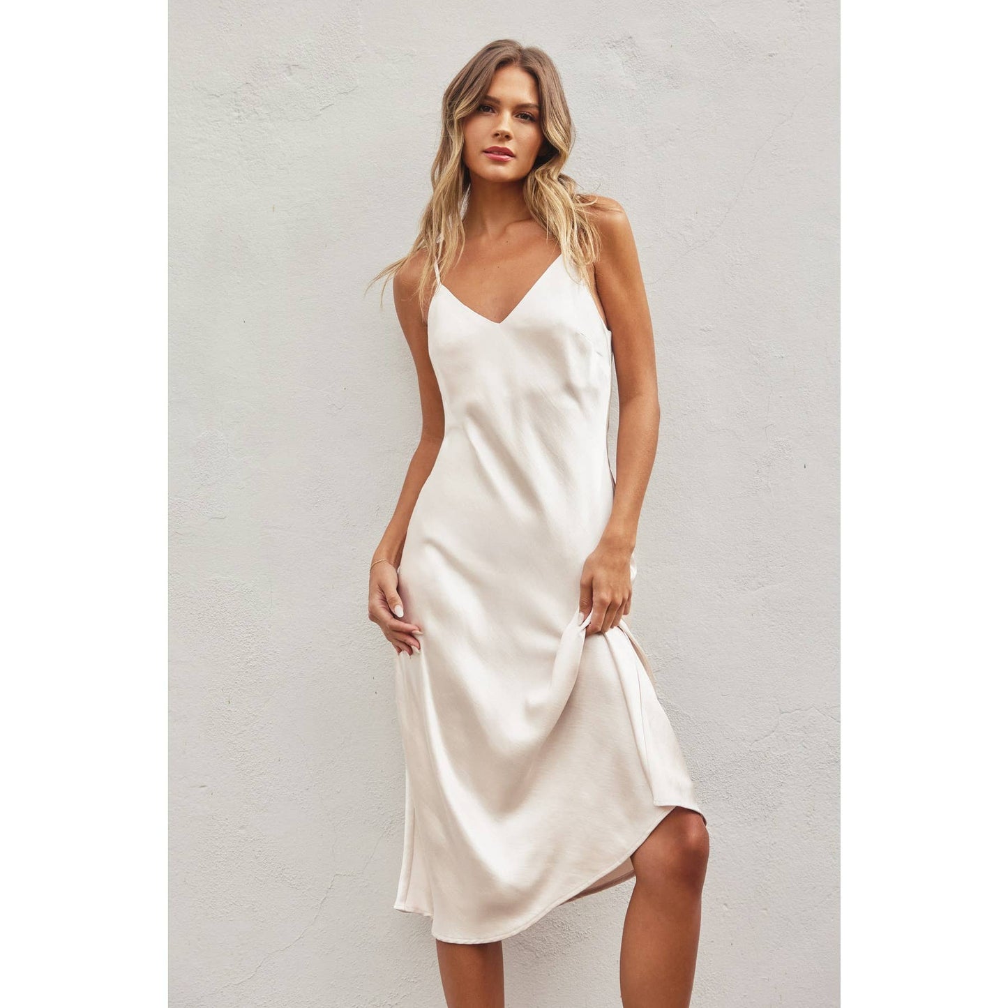 Serena Satin Slip Dress Eggshell