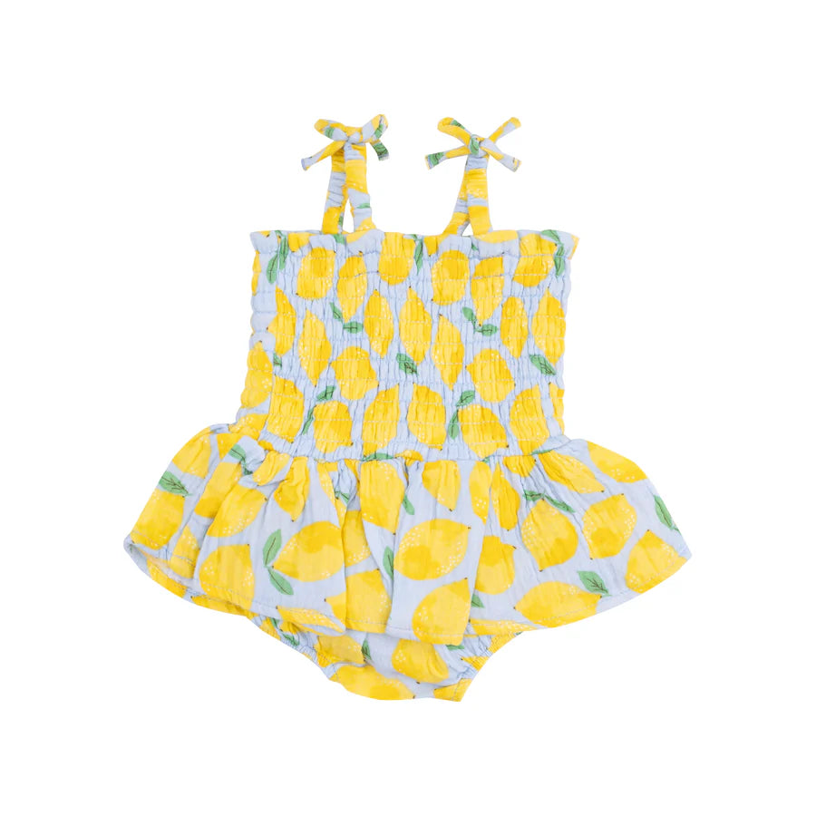 Angel Dear Sunny Lemons Smocked Bubble With Skirt
