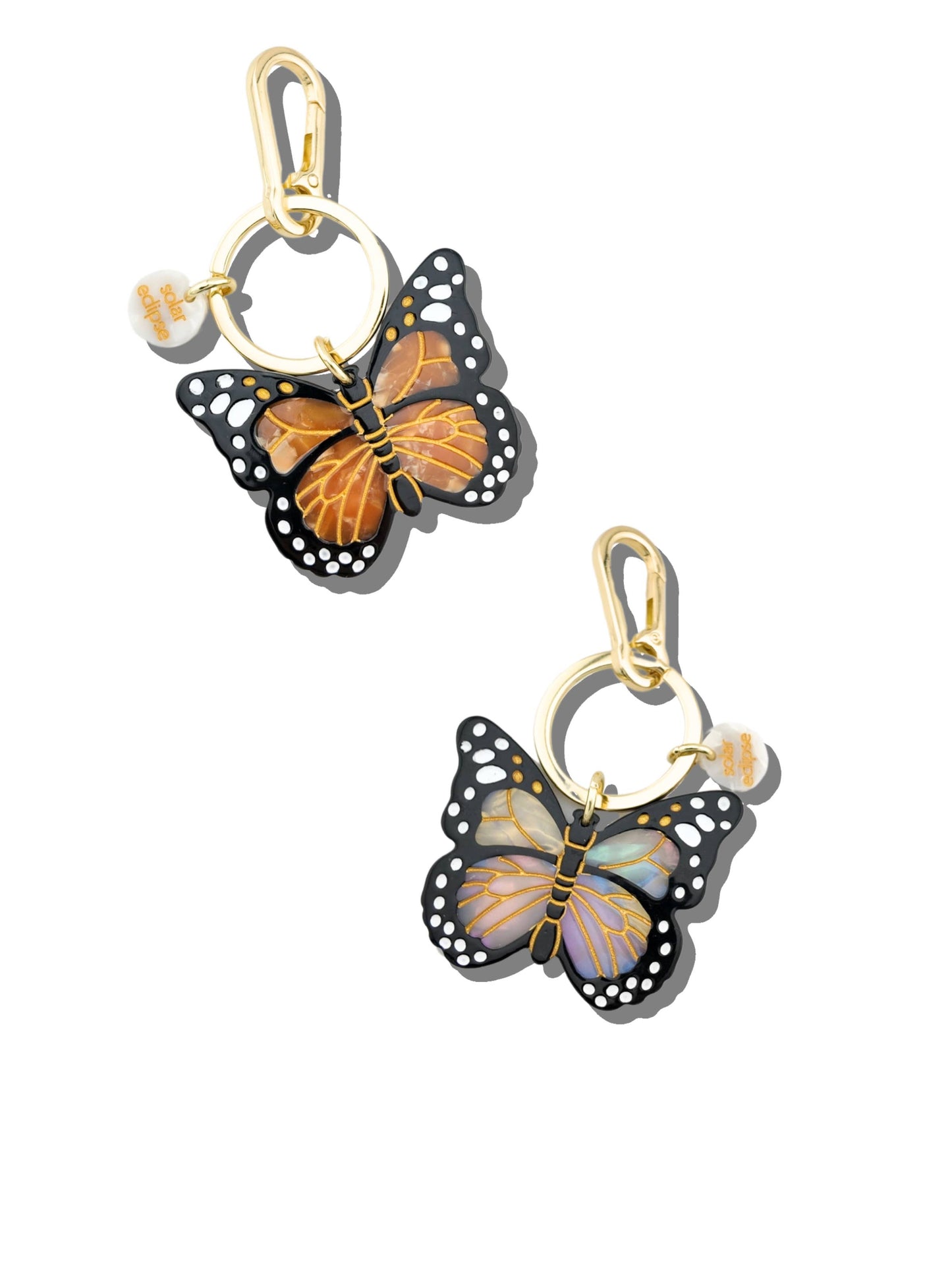 Solar Eclipse Hand-painted Monarch Butterfly Bag Charm + Keychain